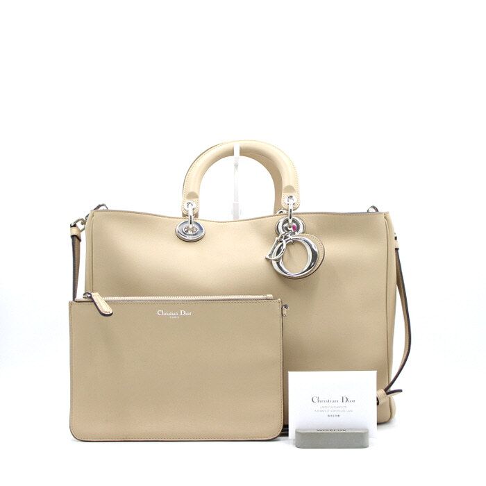 Dior Beige Leather issimo Large Tote Bag with Shoulder Strap M0901PVPU