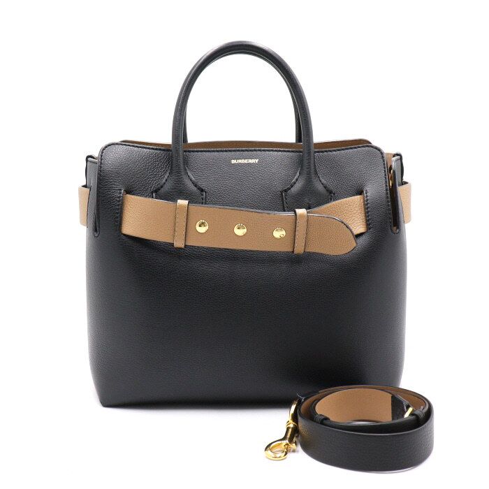 Burberry Black Leather Brown Color Belt Bag Tote Bag Shoulder Bag 8009564 SKU
