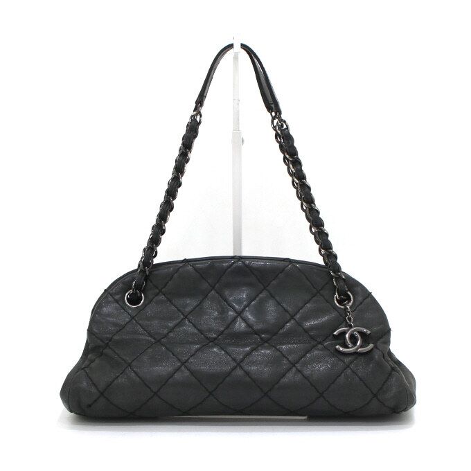CHANEL Dark Green Mademoiselle Bowling Medium Chain Tote Bag Shoulder Bag A49854