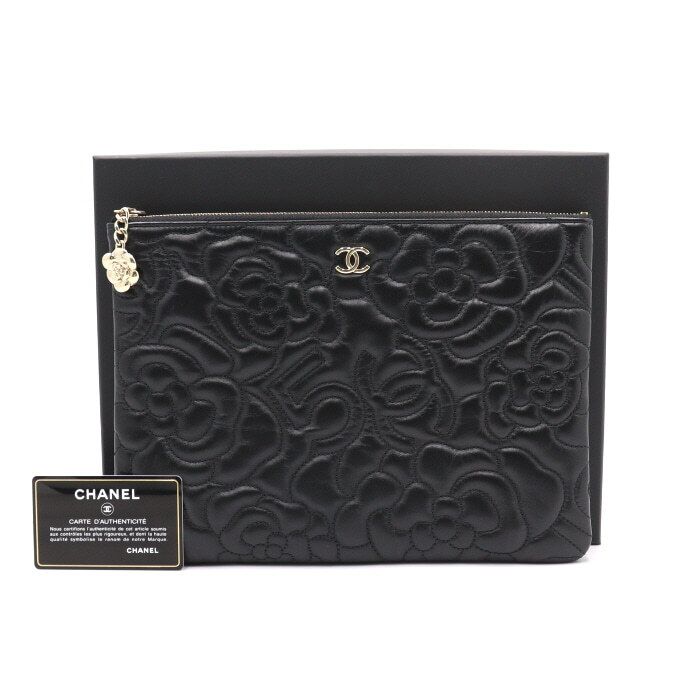 CHANEL Black Lambskin Gold CC Clutch Bag A70621