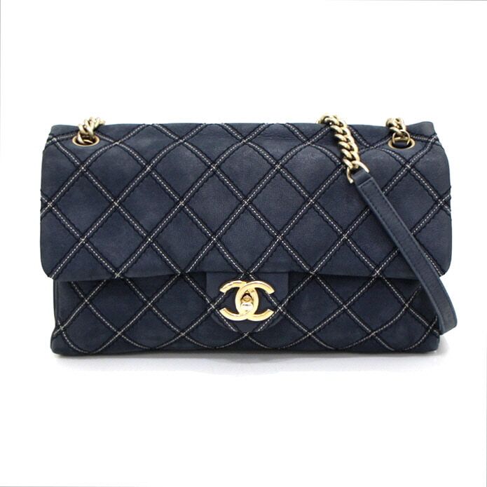 CHANEL Quilted Stitch Gold CC Flap Chain Shoulder Bag A92174
