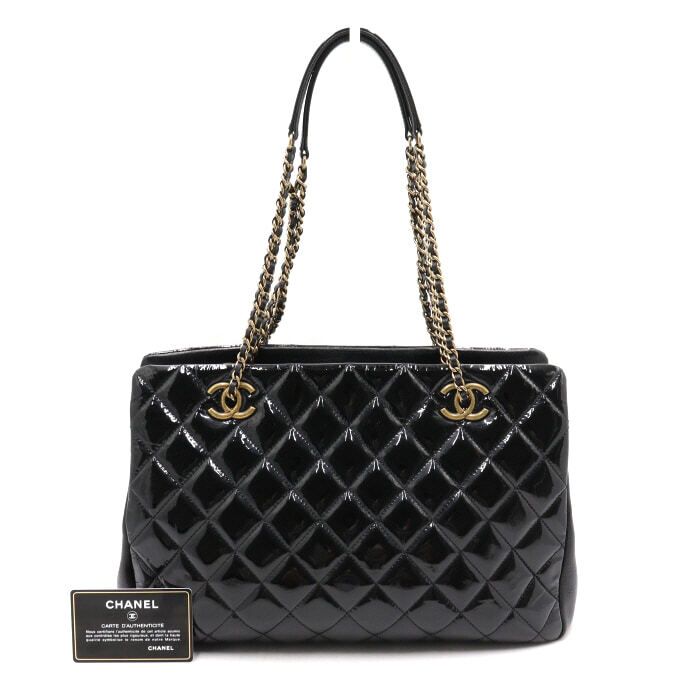 CHANEL Black Patent COCO Chain Shoulder Bag A92893