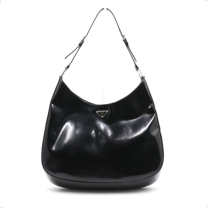 Prada Black Cleo Brushed Leather Large Tote Bag Shoulder Bag 1BC162 AA39554