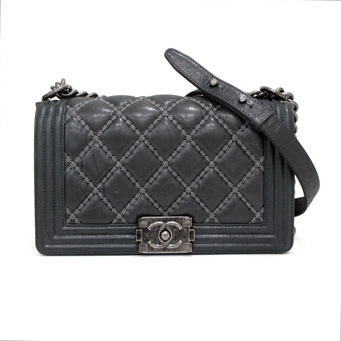 CHANEL Limited Edition Boy Calf Medium Double Stitch Flap Shoulder & Crossbody Bag aa38955