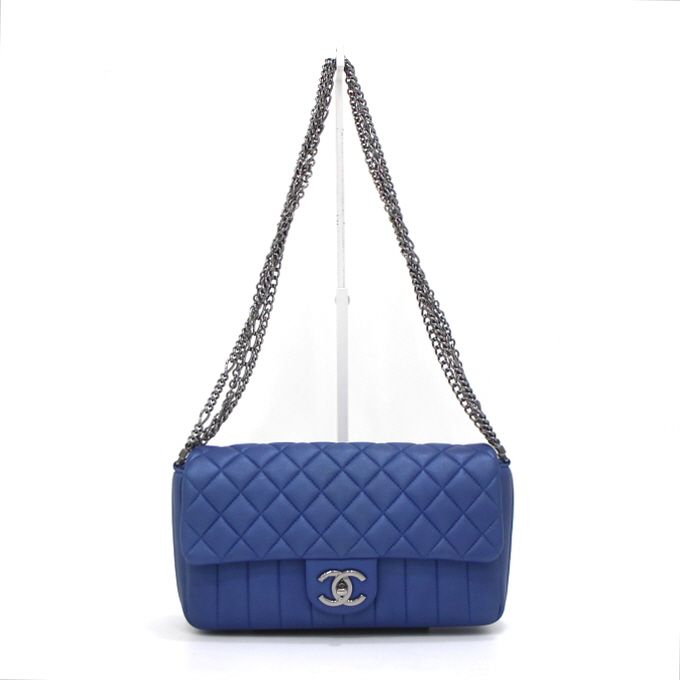 CHANEL Blue Coco Classic Medium Chain Shoulder Bag A92333