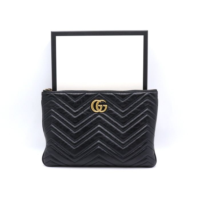 Gucci Chevron Leather Pouch Clutch Bag aa38838