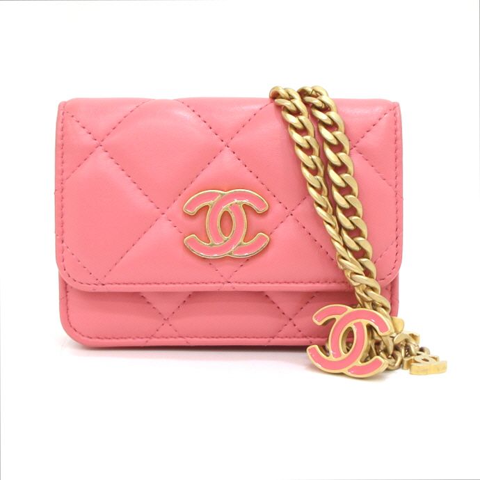 CHANEL Pink Lambskin Mini Flap Shoulder Bag Crossbody - SKU aa39373