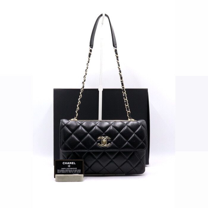 CHANEL Black Trendy CC Non-handle Gold Chain Flap Shoulder Bag A92235
