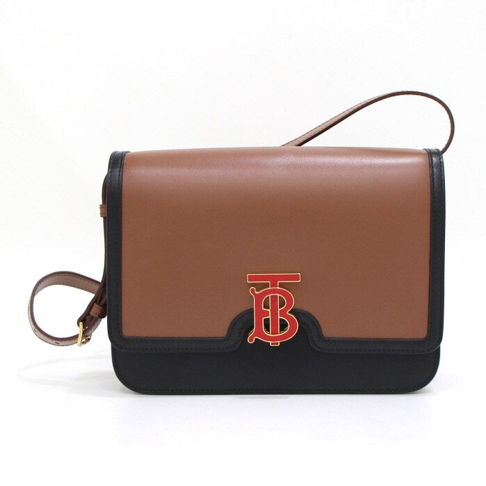 Burberry TB Medium Shoulder Bag Crossbody Brown Black Leather 8012133