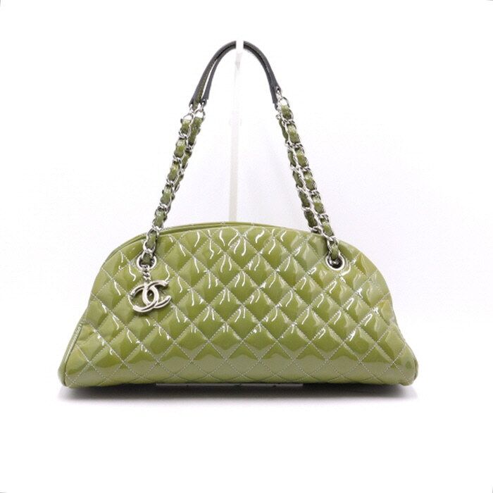 CHANEL Green Painted Mademoiselle Bowling Medium Tote Shoulder Bag A50557