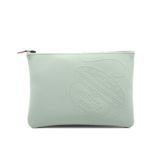 Hermes Green NEOBAIN MM Medium Pouch Clutch Bag aa38535