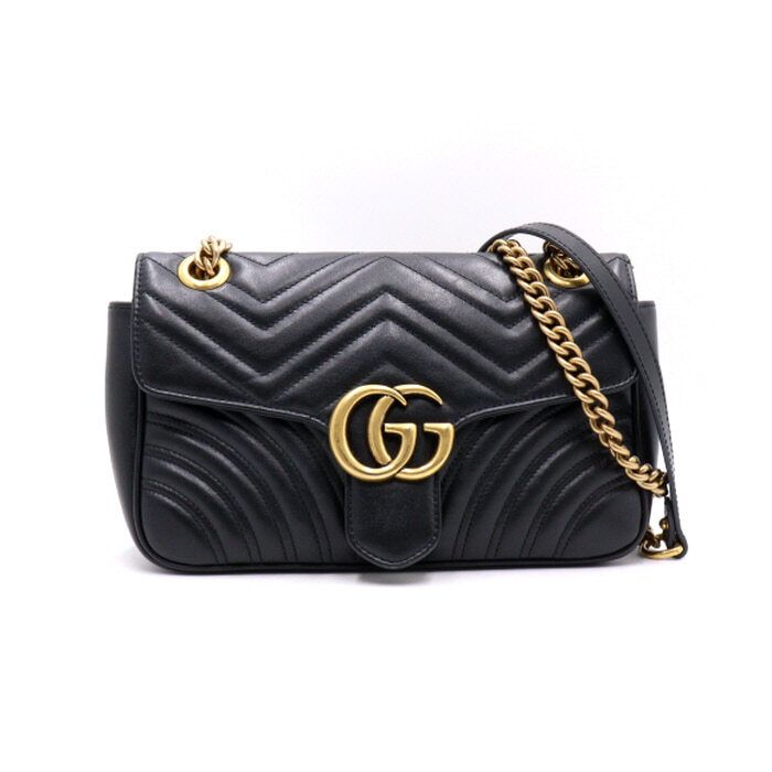 Gucci Black Matelass Chevron Chain Shoulder Bag AA38219