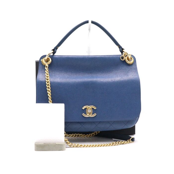 CHANEL Navy Large Top Handle Flap Tote Bag with Chain Shoulder Crossbody A93757