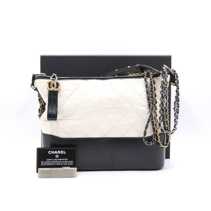 CHANEL Large Hobo Shoulder Bag in White Black A93824