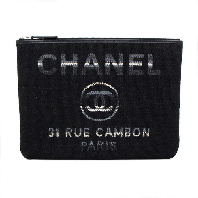 CHANEL Black Fabric Doville Medium Clutch Bag A80802