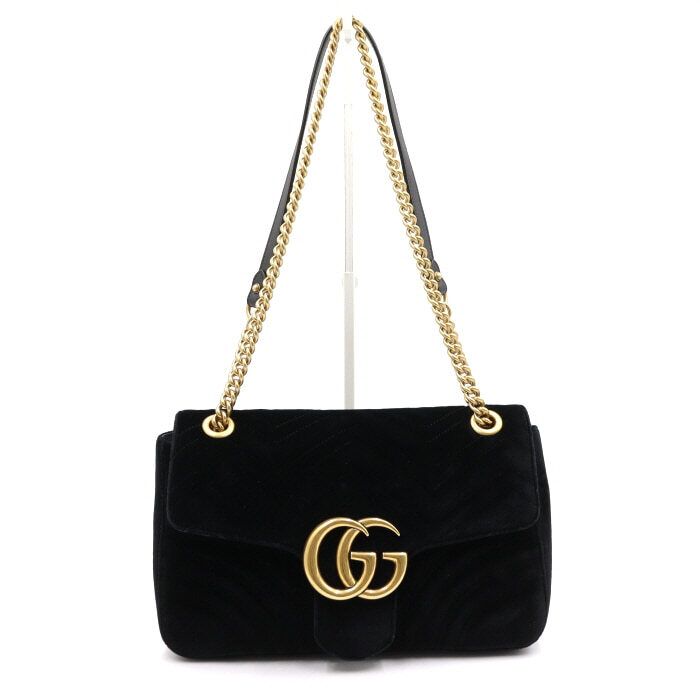 Gucci Black Velvet Matelasse Chain Shoulder Bag aa44647