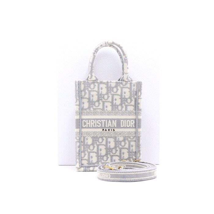 Dior Gray Oblique Mini Phone Holder Crossbody Bag aa37596