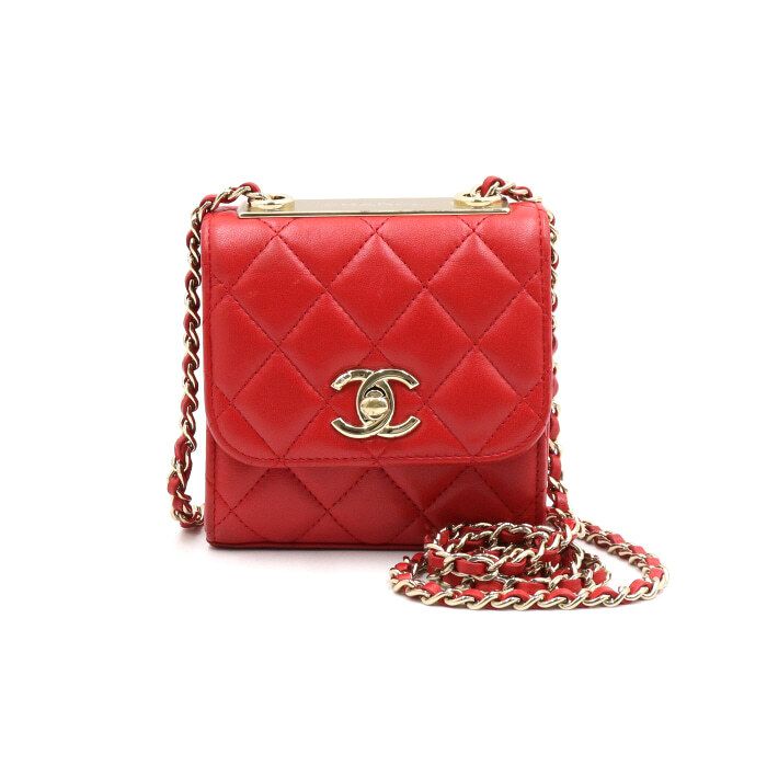 CHANEL Trendy Red Lambskin Mini Shoulder Bag with Chain - A81633
