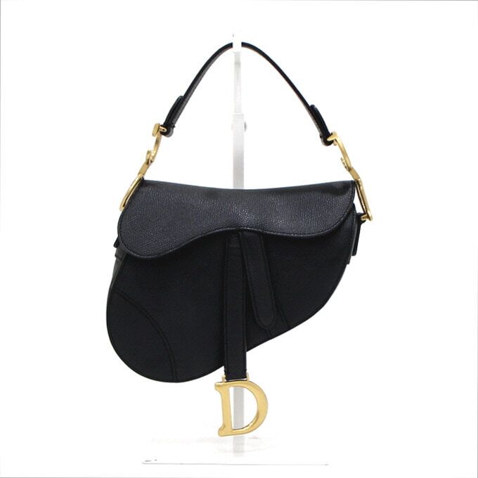 Dior Black Grain Calfskin Mini Saddle Tote Bag M0447CWVG
