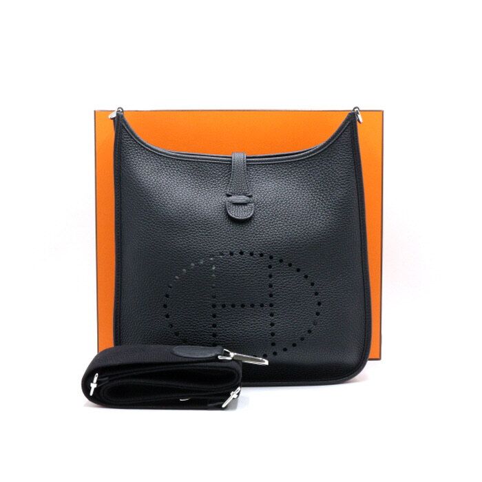Hermes Black Clemence Shoulder Bag with Crossbody Strap H056277CK89