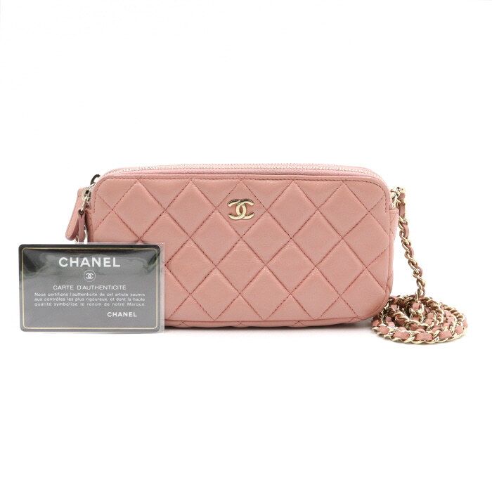 CHANEL Pink Double Zipper WOC Classic Mini Crossbody Bag A82527