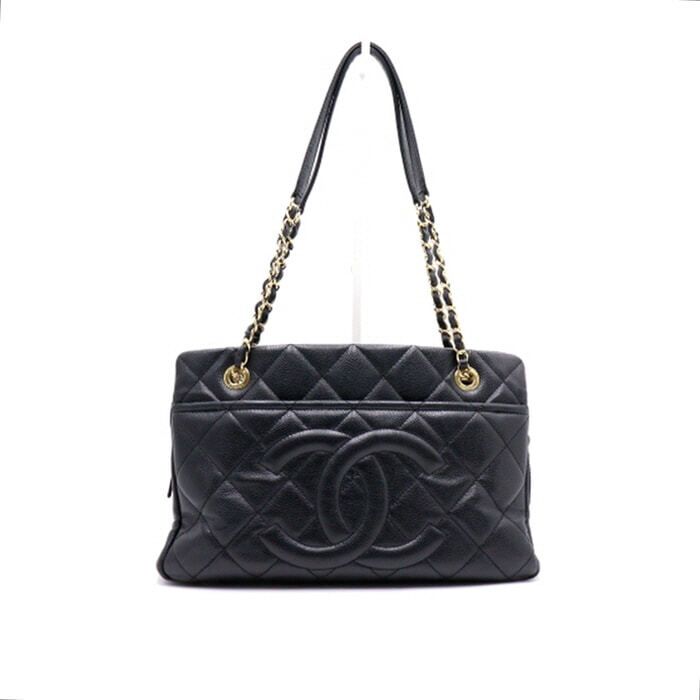 CHANEL Black Caviar Timeless CC Gold Chain Shoulder Bag AA36868