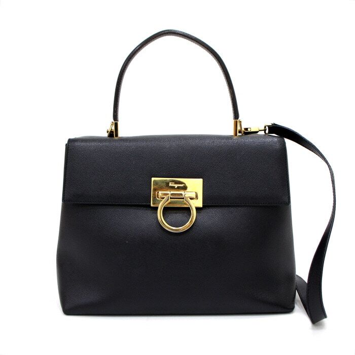 Salvatore Ferragamo Classic Kelly Top Handle Tote Bag with Gold Accents 21 0290