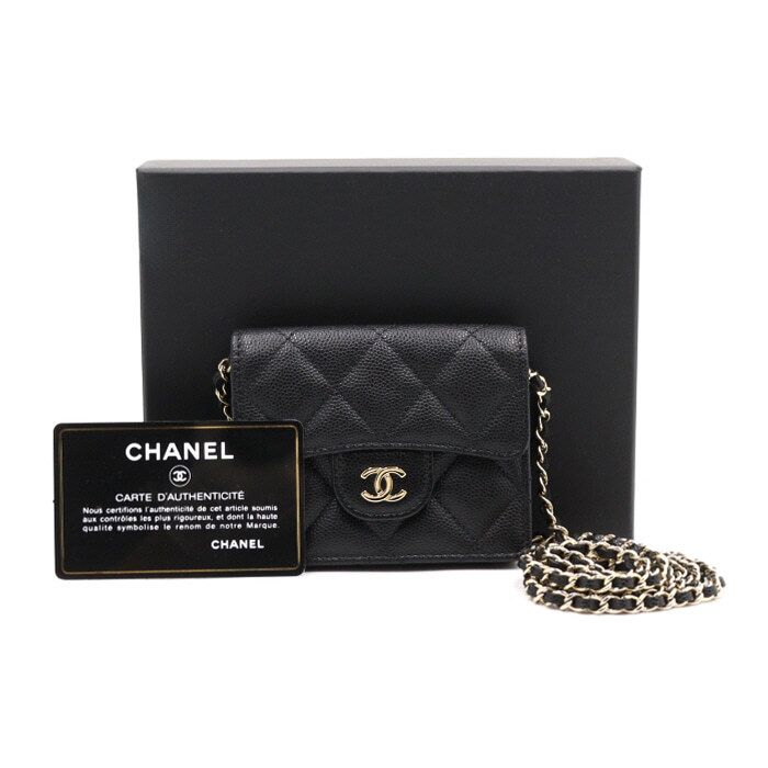 CHANEL Classic Flap Accordion Card Holder Shoulder Bag in Black Caviar AP1730 aa44418