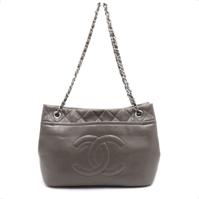 CHANEL Gray Caviar Timeless CC Chain Shoulder Bag aa43932