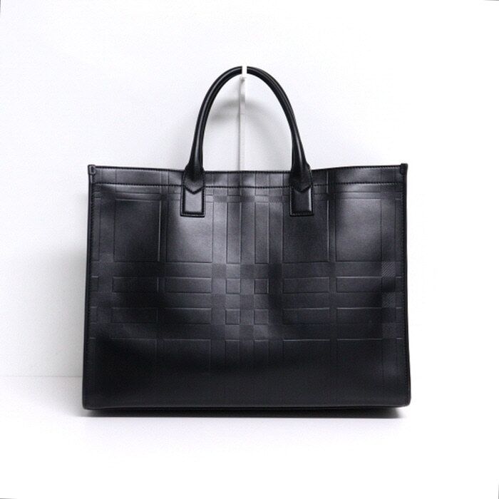 Burberry Embossed Check Tote Bag Black 8049028