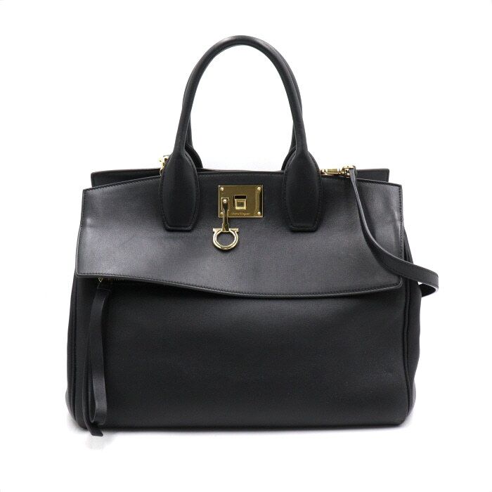 Salvatore Ferragamo Medium Black Tote Bag with Shoulder Strap 21H167