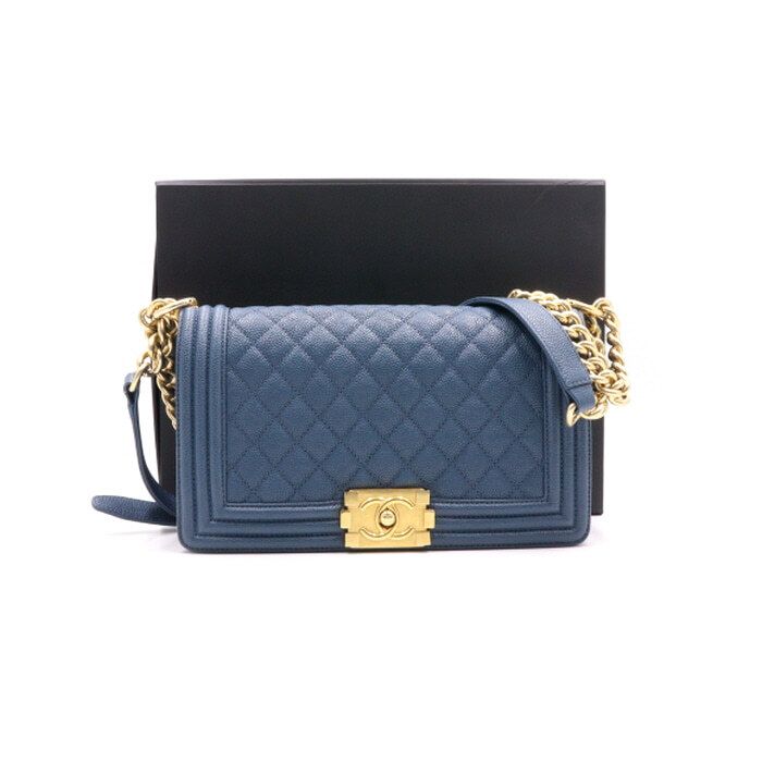 CHANEL Blue Caviar Medium Flap Shoulder Bag aa34491