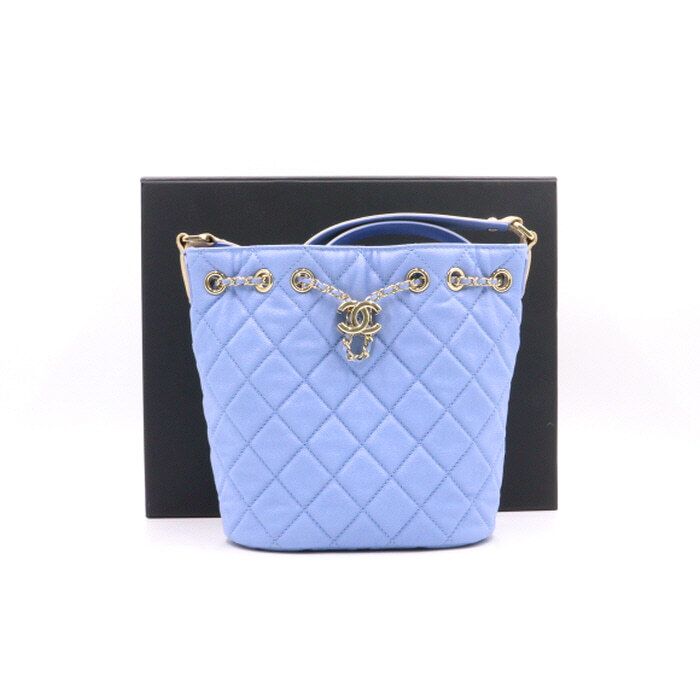 CHANEL Limited Edition Caviar Drawstring Two-Tone Strap Bucket Shoulder Bag aa34820