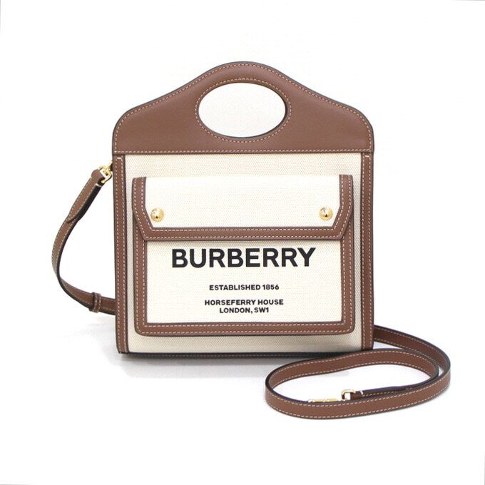Burberry Mini Two-Tone Canvas Leather Tote Shoulder Crossbody Bag aa43736