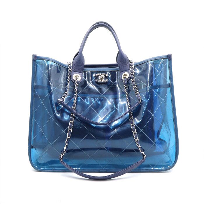CHANEL Blue PVC Aqua Tote Bag and Shoulder Bag A57411 CC Logo aa43712