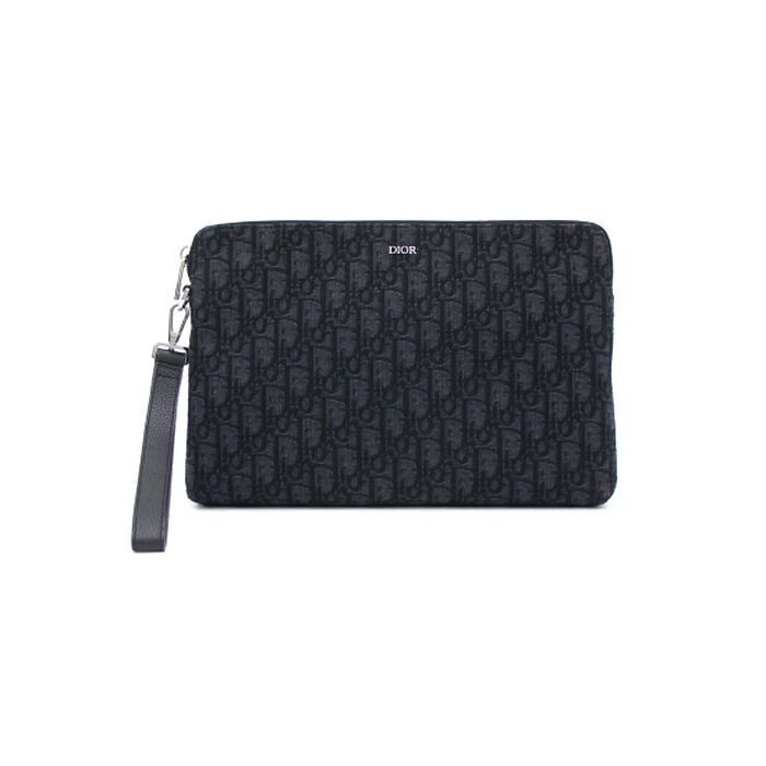 Dior Black Oblique Jacquard Men's Pouch Clutch Bag aa34509