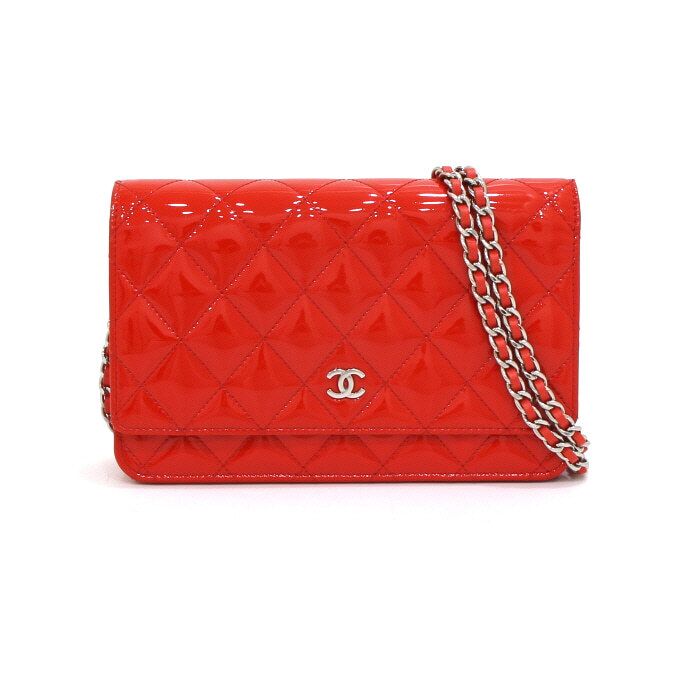 CHANEL Red Patent WOC Chain Crossbody Bag A33814