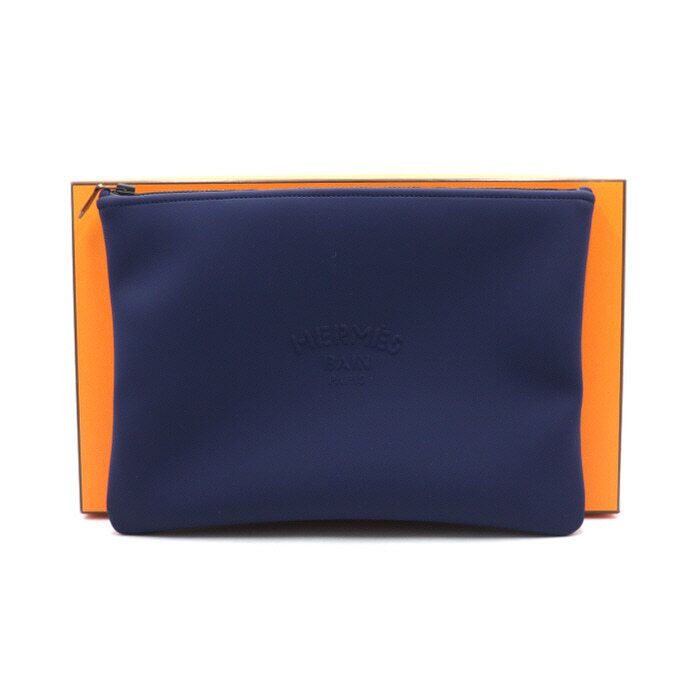 Hermes Large Blue Marine Pouch Bag and Clutch H103313M aa40255