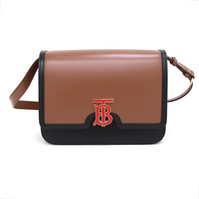 Burberry TB Medium Shoulder Crossbag in Brown Black Leather 8012133
