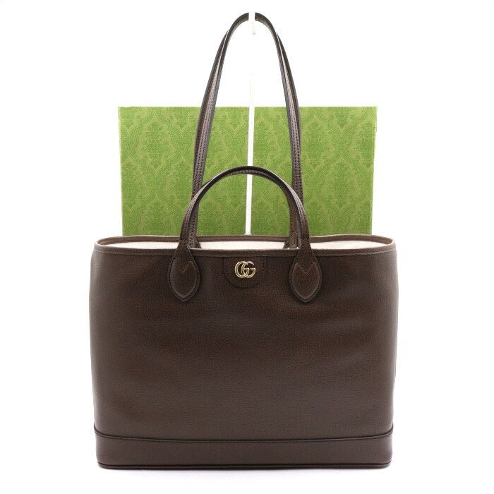 Gucci Brown Leather GG Ophidia Medium Shopper Tote Bag Shoulder Bag aa48692