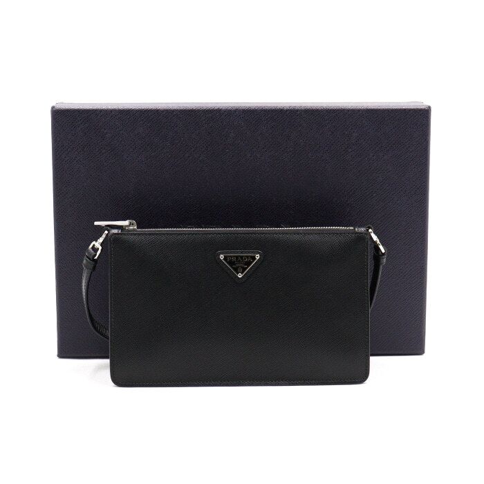 Prada Black Saffiano Leather Mini Shoulder Bag 1BC155