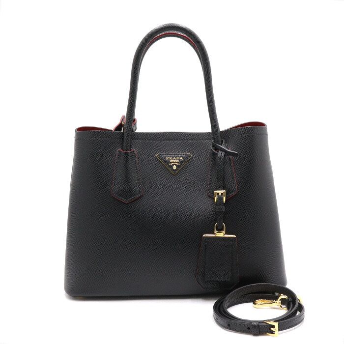 Prada Saffiano Querc Small Double Tote Bag Shoulder Bag 1BG887