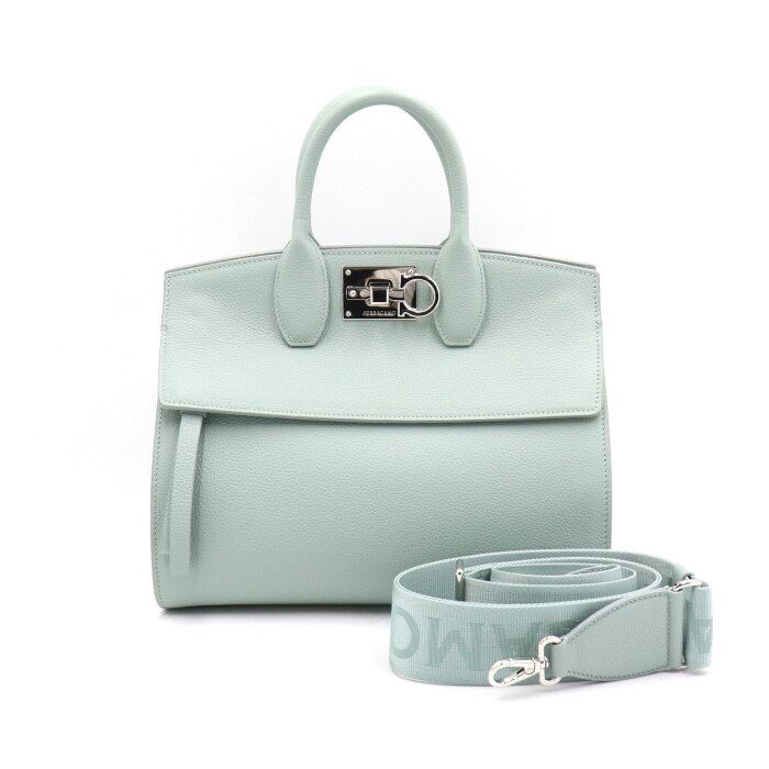 Salvatore Ferragamo Blue Leather Studio Tote Bag Shoulder Bag aa46082