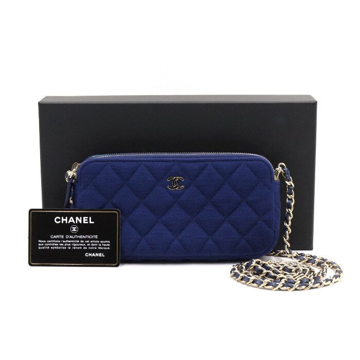 CHANEL Navy Canvas Double Zipper WOC Classic Gold Chain Mini Crossbody aa46186
