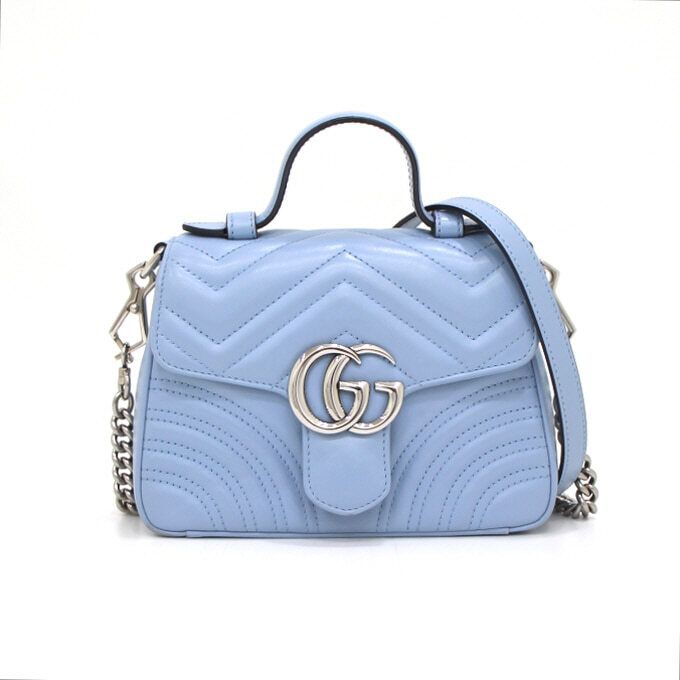 Gucci GG Mini GG Mamone Blue Top Handle Tote Bag Crossbody Bag aa44856