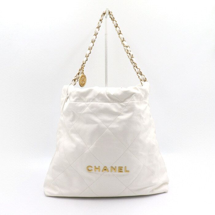 CHANEL Small White Calfskin Gold Chain Bag aa45845
