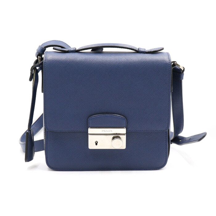 Prada Blue Saffiano Mini Lock Buckle Tote Shoulder Crossbag BT1012 aa47672