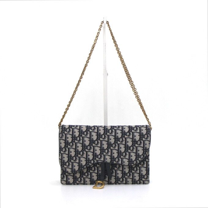 Dior Oblique Saddle Flap Pouch with Chain Shoulder Bag Crossbody Bag AA42556