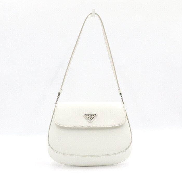 Prada White Cleo Brushed Tote Shoulder Bag 1BD311 aa44624