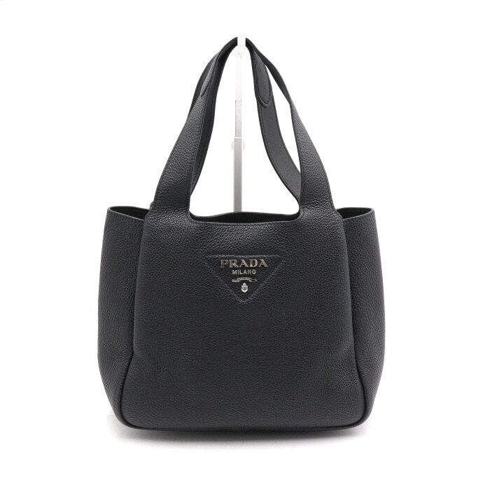 Prada Black Biotelle Daino Leather Logo Tote Bag - 1BG338
